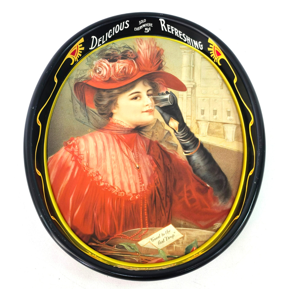 Vintage 1987 Coca Cola 1908 Calendar Lady Serving Tray